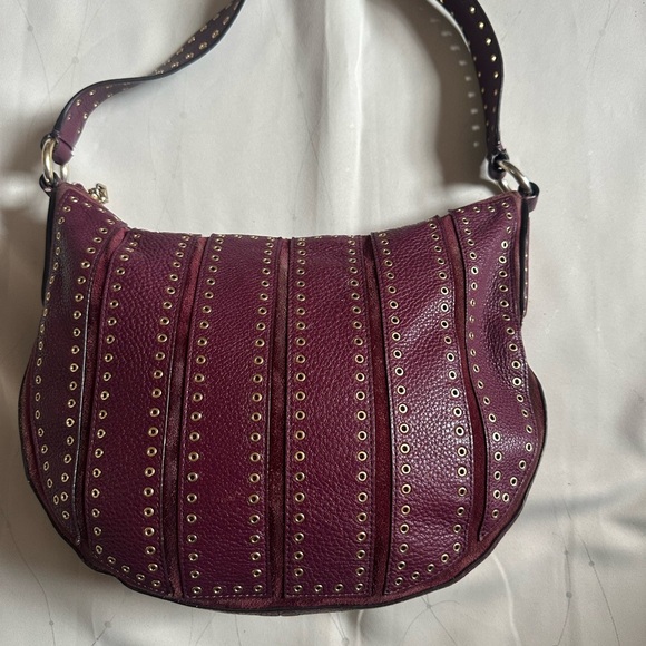 Michael Kors Red Studded Hobo Bag - Picture 1 of 7